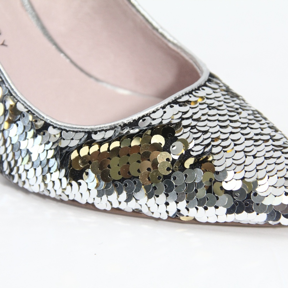 Chinese Laundry Sequin Heels New Stiletto Silver - Picture 7 of 8